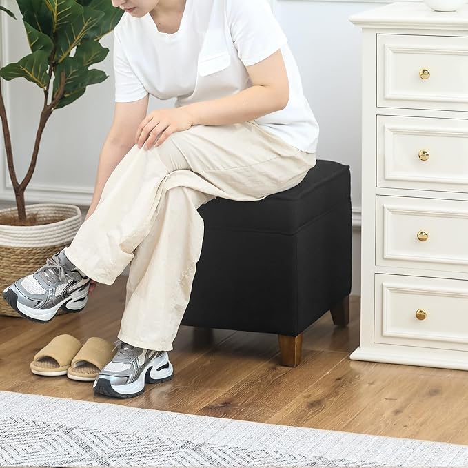 Adeco 17.5" Square Fabric Ottoman