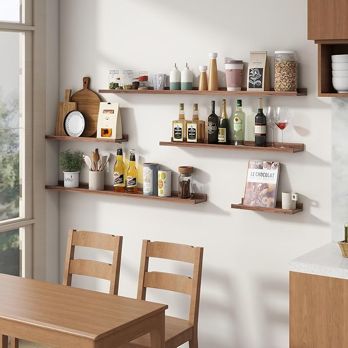 Floating Picture Ledge Shelves Set of 8, 16 Inch Shelves