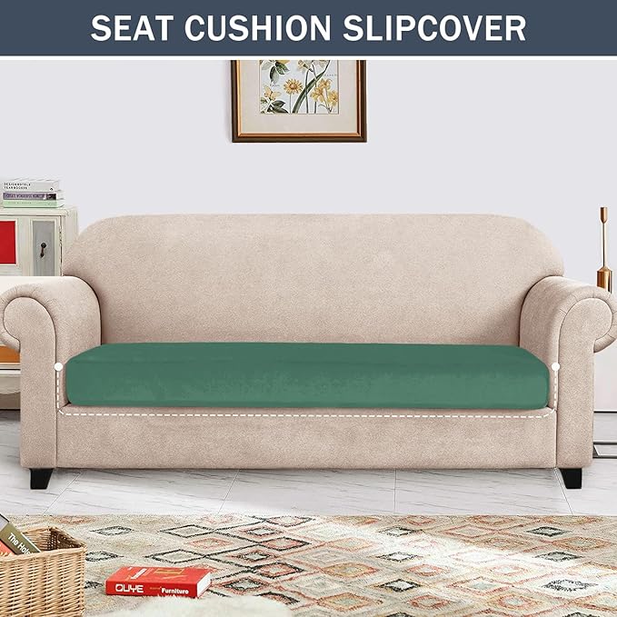 CONRUSER Stretch Cushion Cover, Soft Velvet Plush Cushion Slipcovers Loveseat