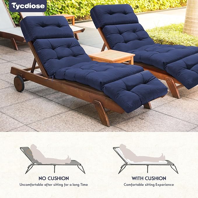 Chaise Lounge Cushions Outdoor Set of 2, 74.4 x 22 x 4.7 Inches Thickened