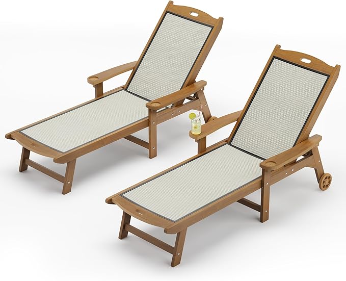 LUE BONA Chaise Lounge Chair Outdoor, HDPS and HDPE Wicker Material, Patio