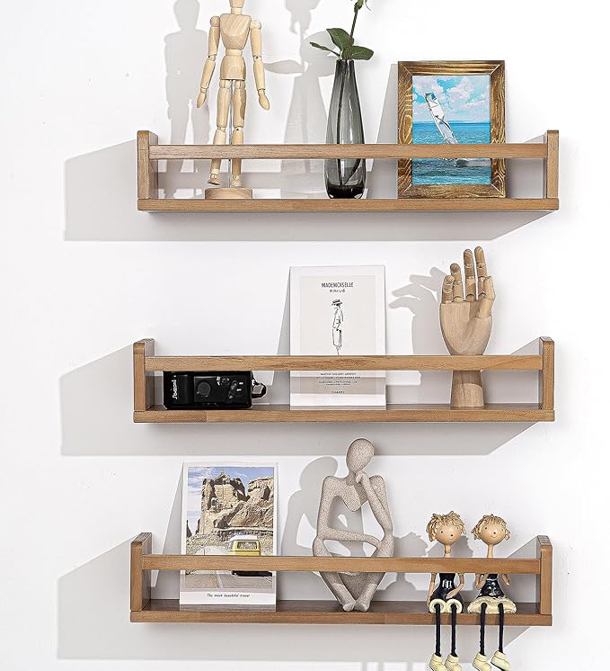 AZSKY Light Walnut Floating Shelves