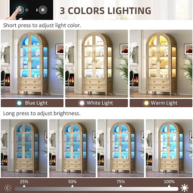 Vlsrka 71" Arched Curio Cabinet