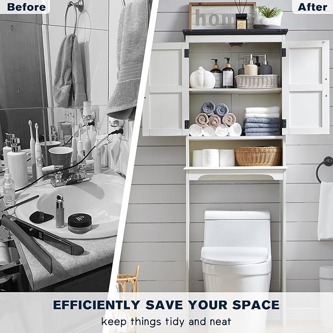 ACCOHOHO Over The Toilet Storage Cabinet, Farmhouse Bathroom Cabinet