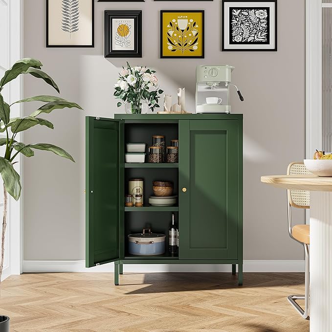 Bevivog Small Bathroom Storage Cabinet, Metal Floor Cabinets Sideboard