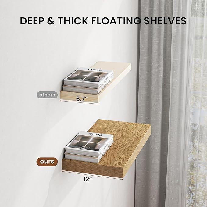 Dreamland 24" Floating Shelves for Wall, Wall-Mounted Shelves for Bedroom