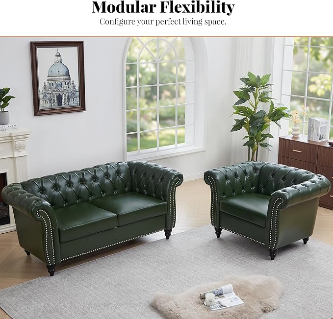 LEVNARY Chesterfield Loveseat, 2 Seater Tufted Couch