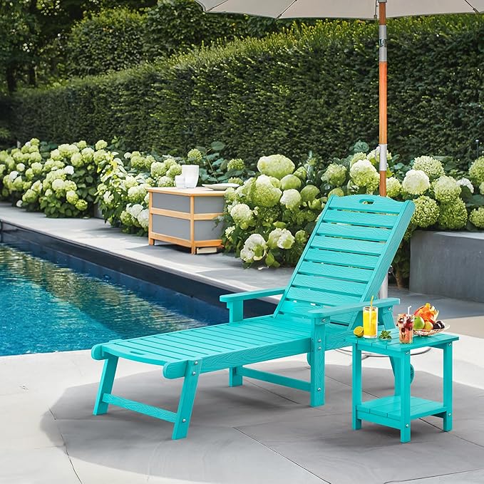 LUE BONA Lounge Chair Outdoor, HDPS Chaise Lounge Outdoor