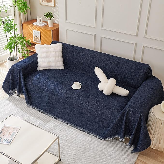 DREAMINGO Chenille Couch Cover Modern Solid Versatile Sofa Covers