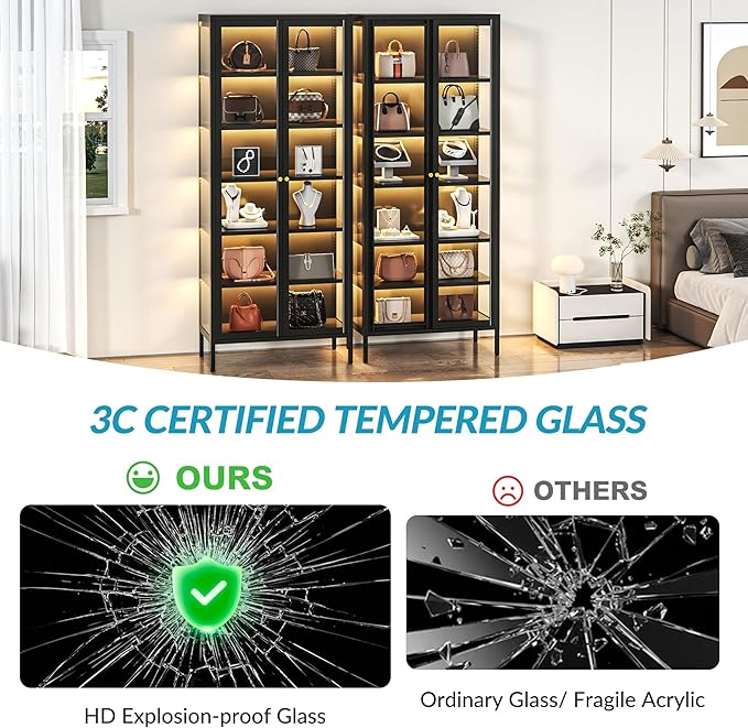6-Tier Glass Display Cabinet