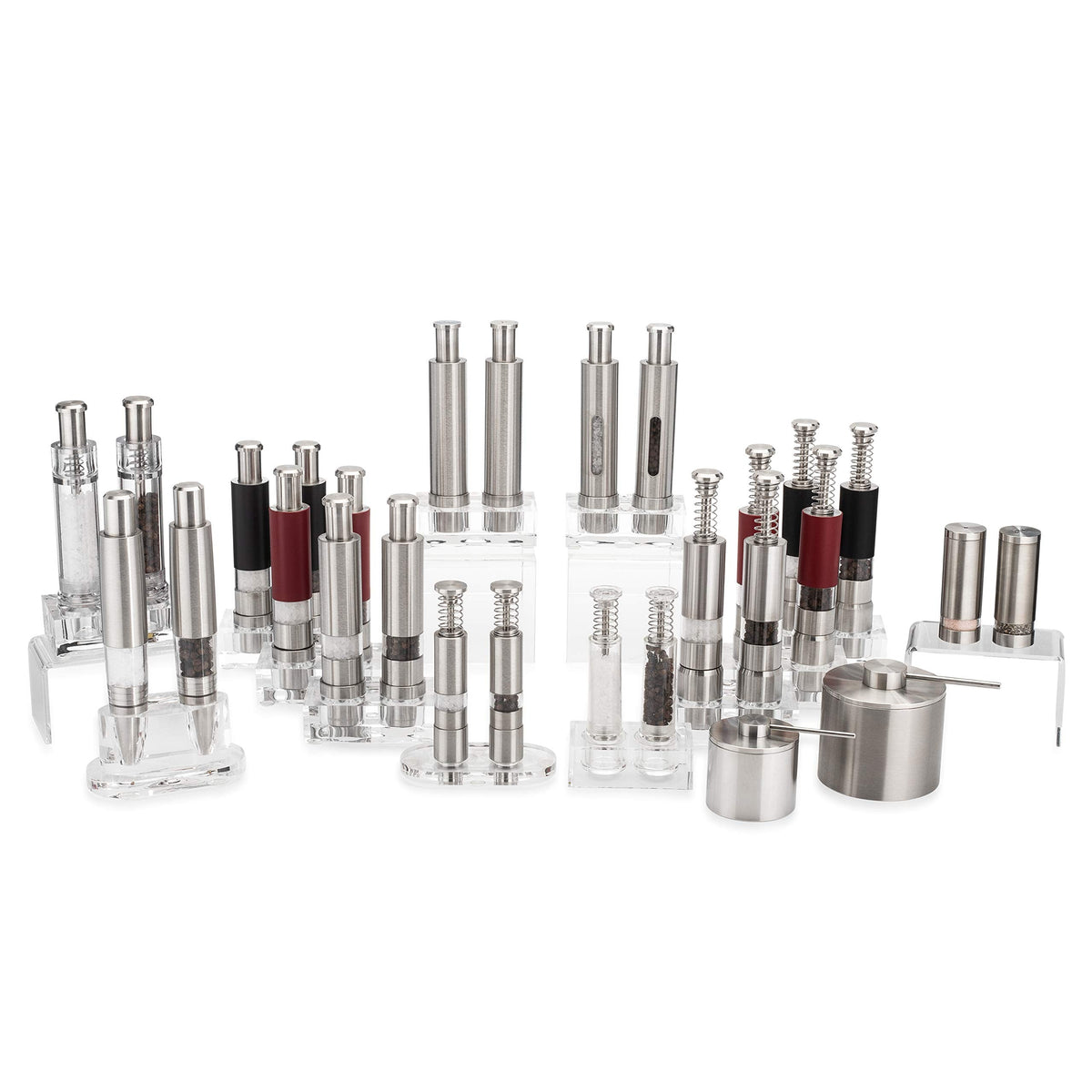 Travel Salt And Pepper Grinder Set, Grind Gourmet Original Pump & Grind Salt and Pepper Push It, Spice Grinder (Clear)