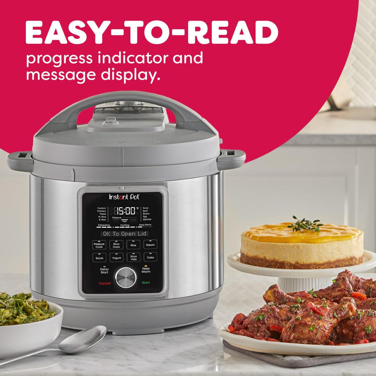 Instant Pot, 6-Quart Whisper Quiet 9-in-1 Electric Pressure Cooker, Slow Rice Steamer, Sauté, Yogurt Maker, Warmer & Sterilizer, Free App with 800+ Recipes, Stainless Steel