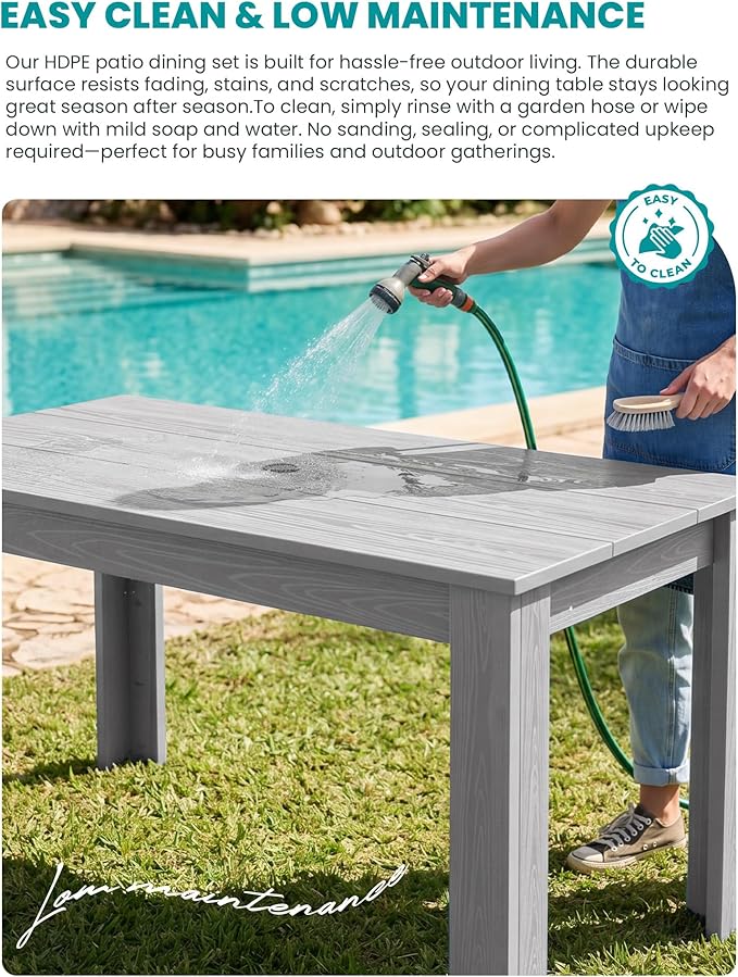SERWALL Patio Dining Set with 15FT Double Side Umbrella, Outdoor Dining Sets