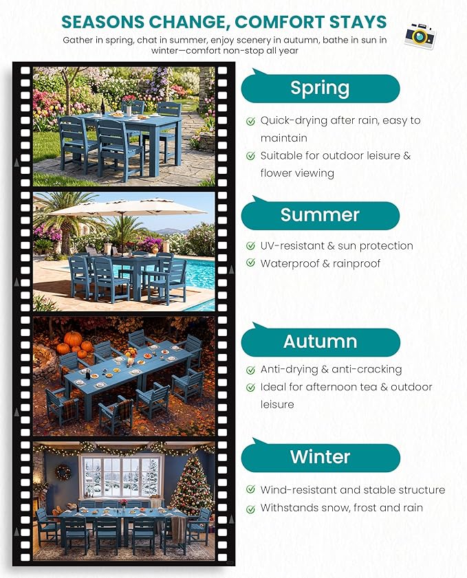 SERWALL HDPE Dining Set for 10 – 2 Tables, 8 Armless + 2 Armchairs. Includes 10