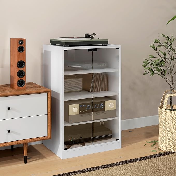 HOMCOM Media Cabinet, 4-Tier Stereo Cabinet