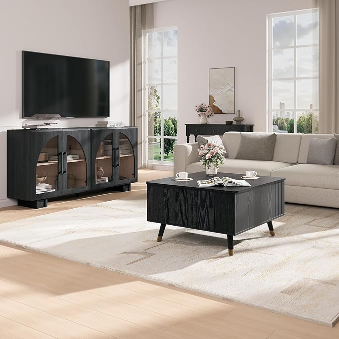 JOINICE Black Lift Top Coffee Table