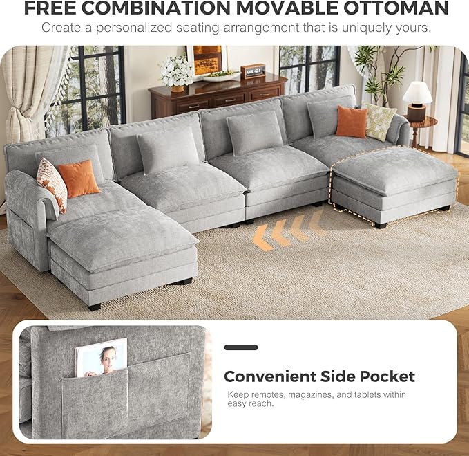 ELUCHANG Oversized 153" Modular Sectional Sofa, Comfy Cloud Couch, L Shaped