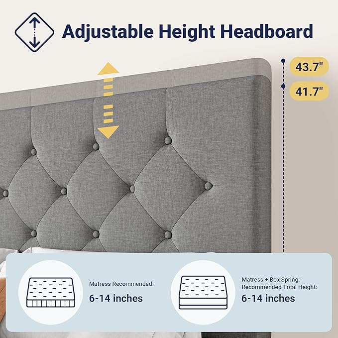 Allewie Upholstered King Size Platform Bed Frame