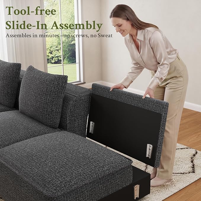 Welzona 103" Modular Sectional Sofa, Minimalist Comfy Cloud Couch Sectional