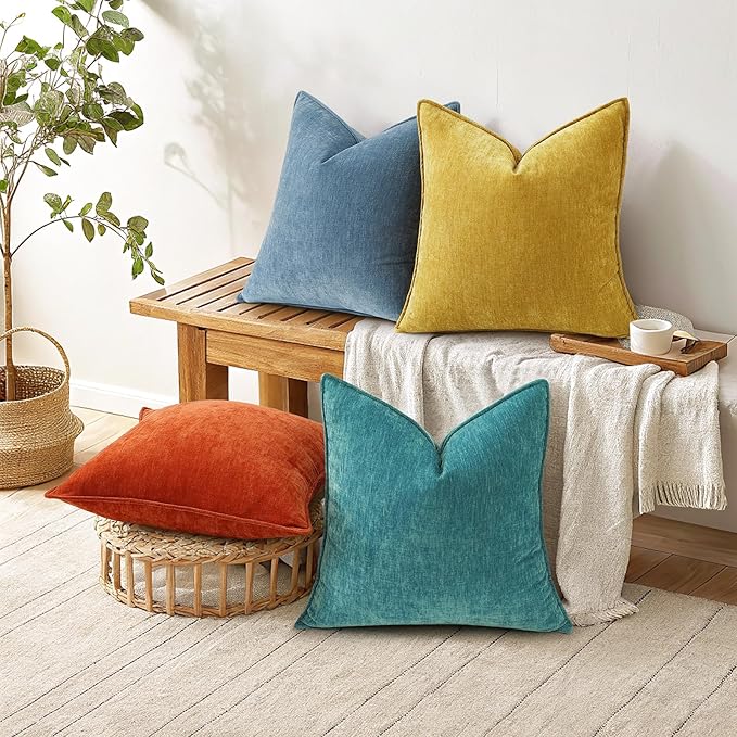 decorUhome Summer Couch Euro Sham Throw Pillow Covers 24x24 Set of 2,