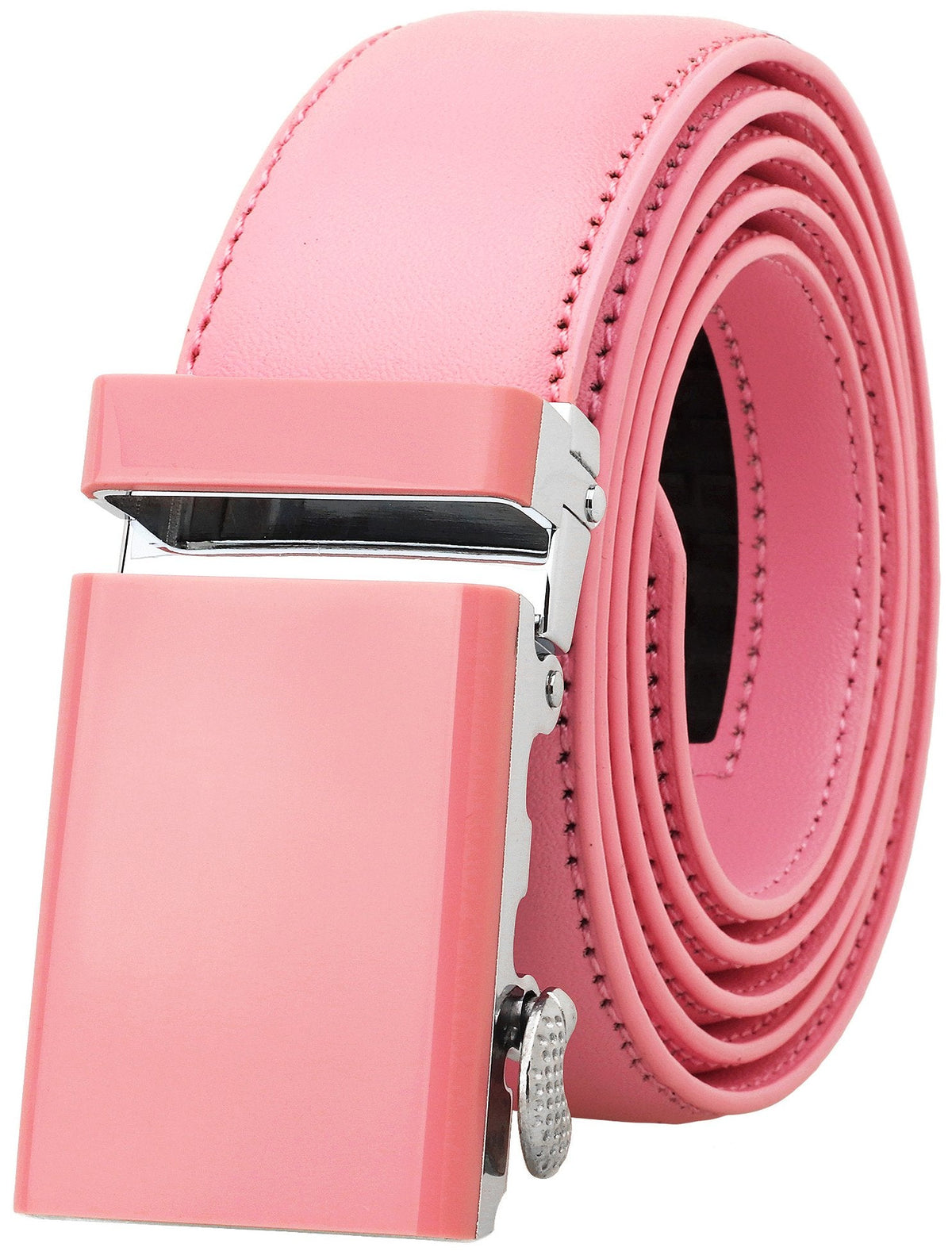 Falari Men's Genuine Leather Ratchet Dress Belt Automatic Sliding Buckle 8168-PNK-XL44