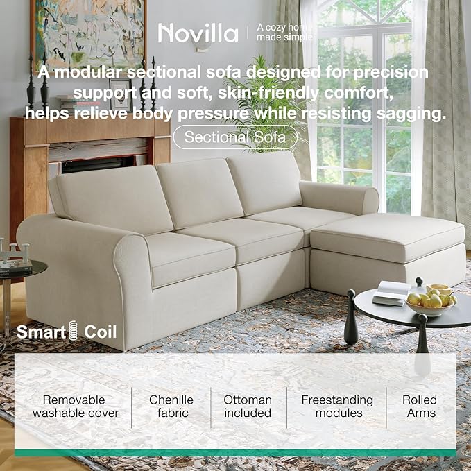 Novilla 108" Modular Sectional Sofa, Modular Sectional Couches
