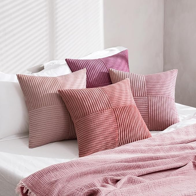 MIULEE Aesthetic Pink Throw Pillow Covers 18x18 Inch Set of 4 Spring Decorative