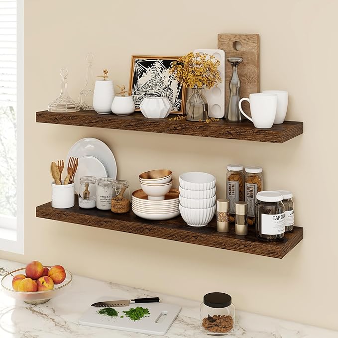 Acovy 40 Inch Floating Shelves, 9.3" Deep Floating Shelf Wall Mounted, Rustic