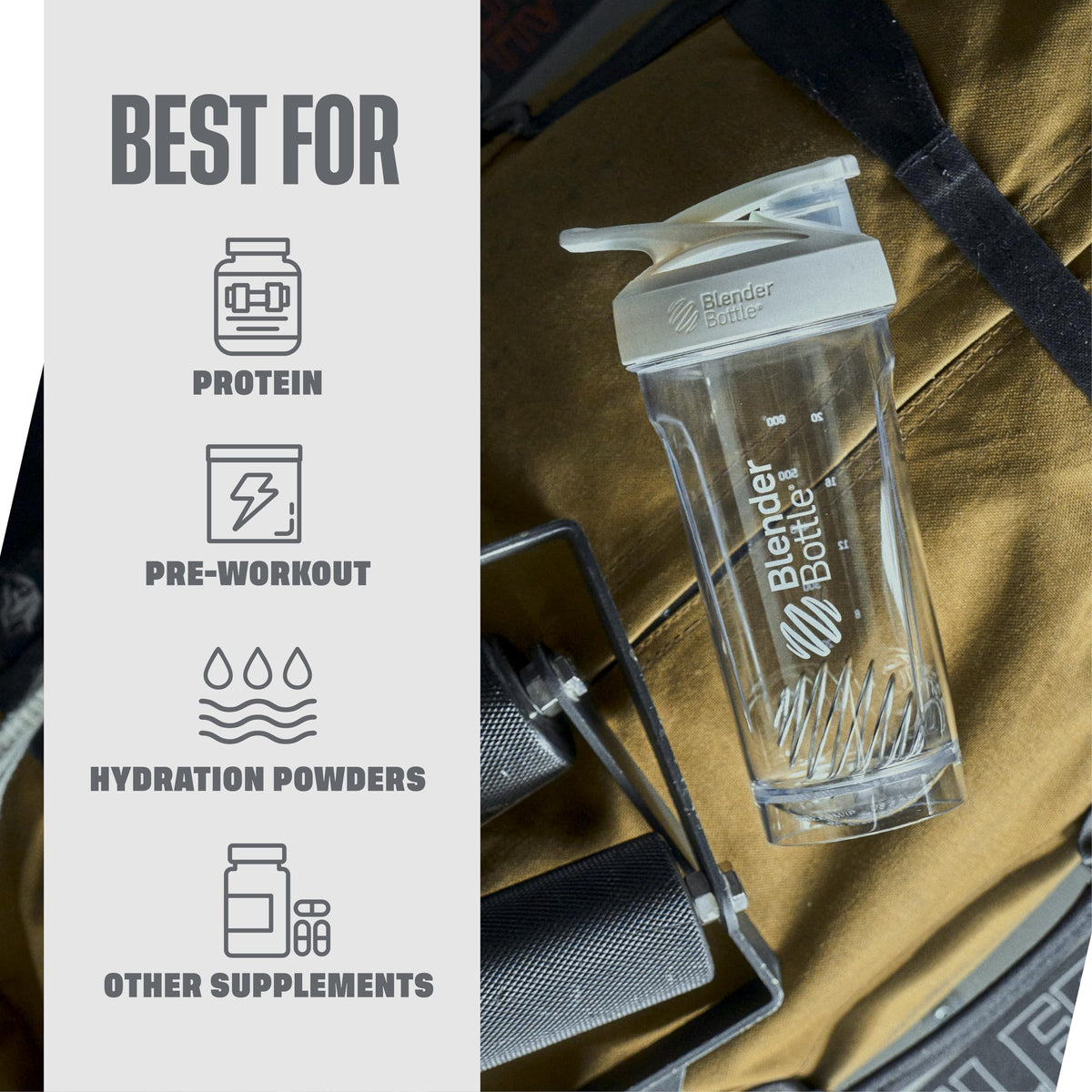 BlenderBottle Strada Tritan Shaker Bottle with Locking Lid, 28-Ounce, White