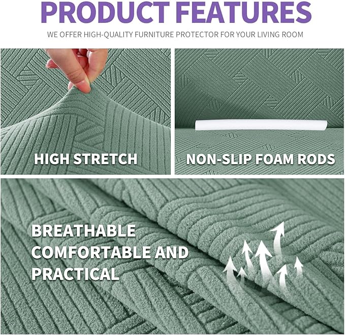 ZNSAYOTX Oversized Super Stretch Couch Cover, New Striped Sofa Covers