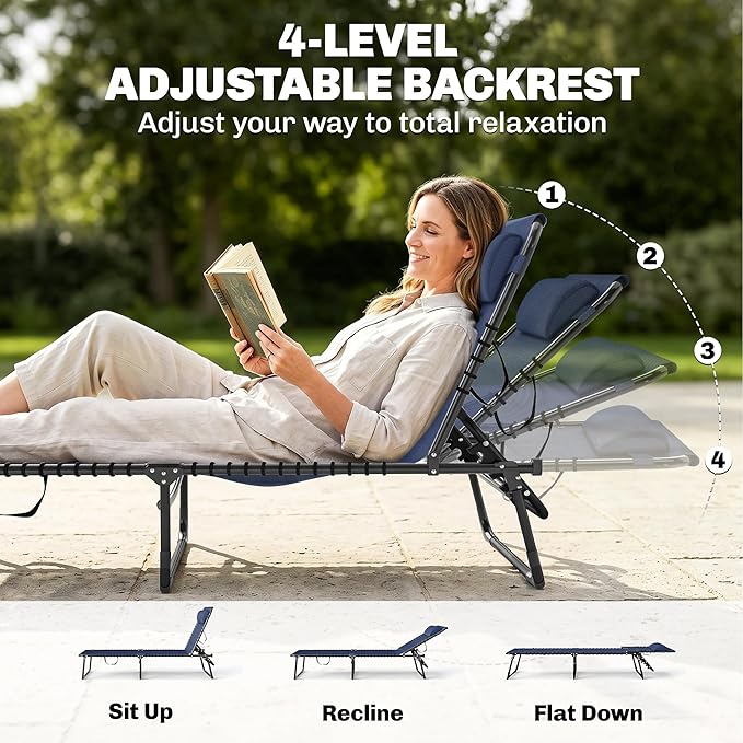 Outsunny Folding Chaise Lounge Chair Set of 2, Patio Sun Tanning Chair