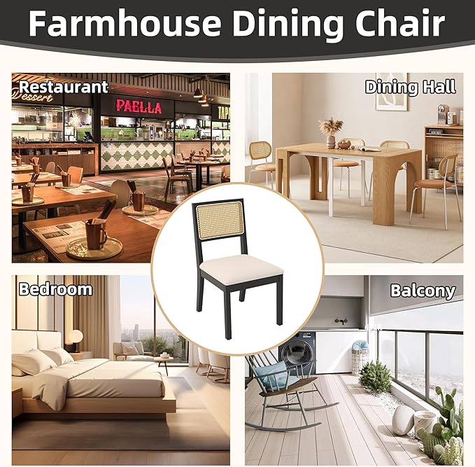 Westice Rattan Dining Chairs Set of 6, Farmhouse Natural Dining Room Chairs