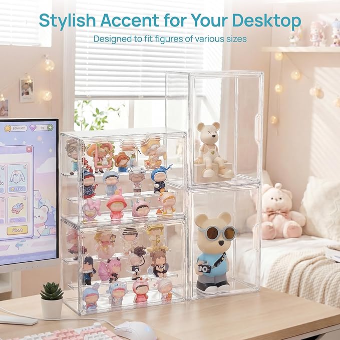 Vtopmart 2 Pack Acrylic Display Case, Stackable Figure Display Case