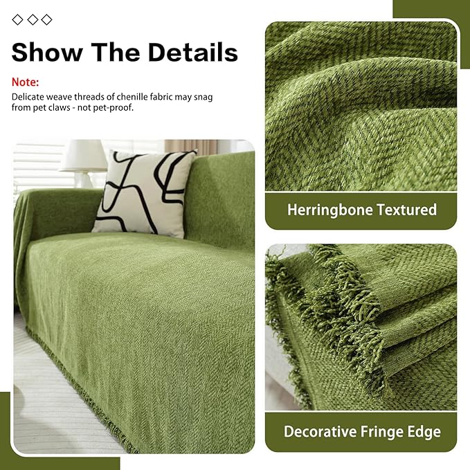 DREAMINGO Sofa Covers Washable Chenille Couch Cover Blanket Modern Style Living