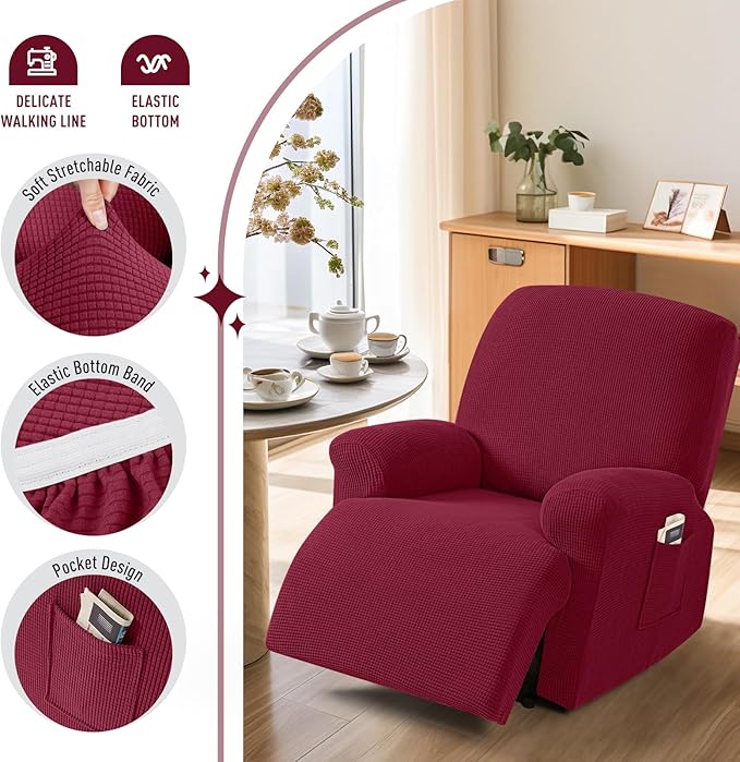 TAOCOCO Oversized Recliner Chair Covers, 1 Seater Streach Recliner Covers Soft