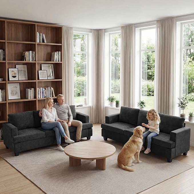 Apicizon 3-Seater Sofa & 3-Seater Sofa, 2 Piece Set Comfy Couch