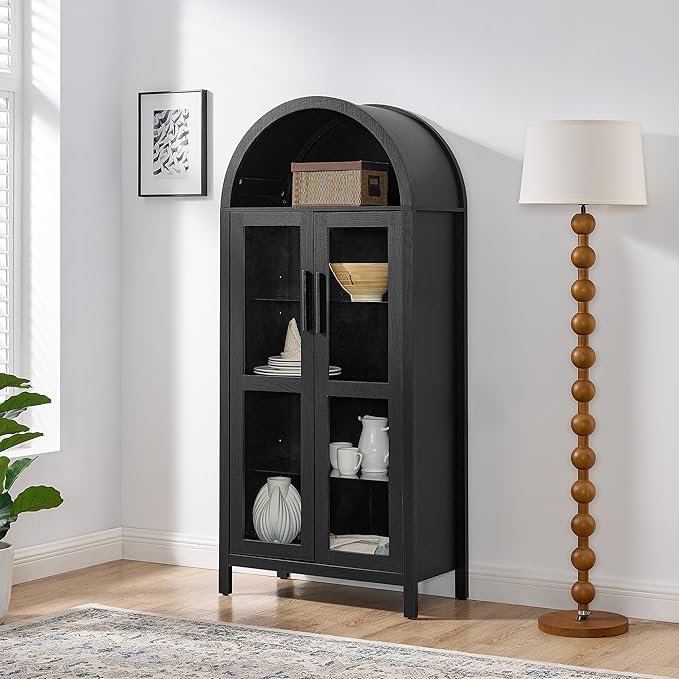 67" Black Tall Display Cabinet
