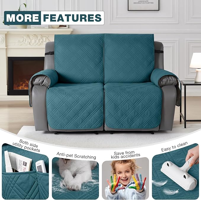 TAOCOCO 100% Waterproof Loveseat Recliner Covers 2 Seater, Split Loveseat Covers