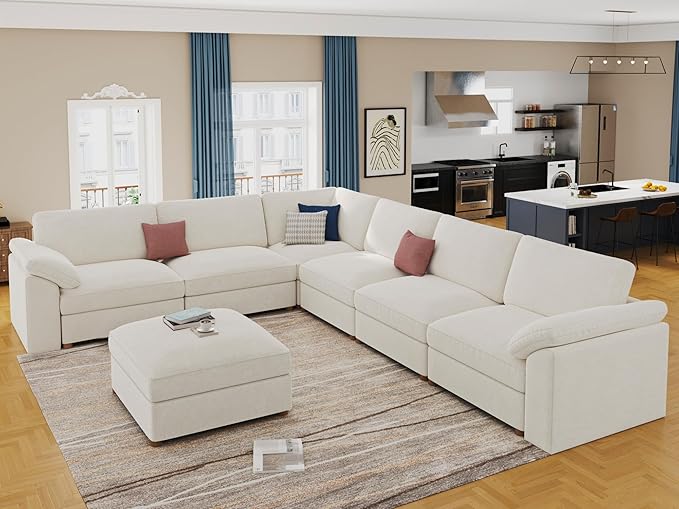 EASE MOOSE Sectional Modular Sofa, Luxury FSC Certified Chenille Comfty Deep
