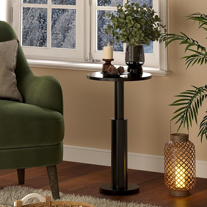 LAATOOREE Small Round Side Table, Accent Drink Coffee Table, Pedestal End Table