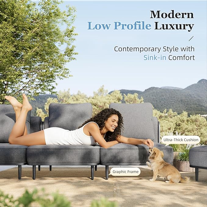HERA'S HOUSE Metal Patio Furniture Set, Modular 7 Seats and 1 Nesting Coffee