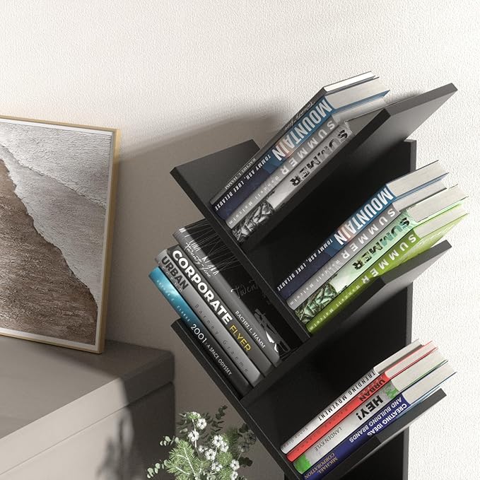 SHEEPAM 5 Tier Tree Book Shelf, Small Desktop Bookshelf