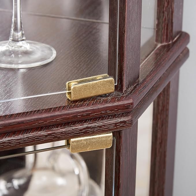 Corner Curio Cabinet, 150lbs Heavy Duty Glass Display Cabinet