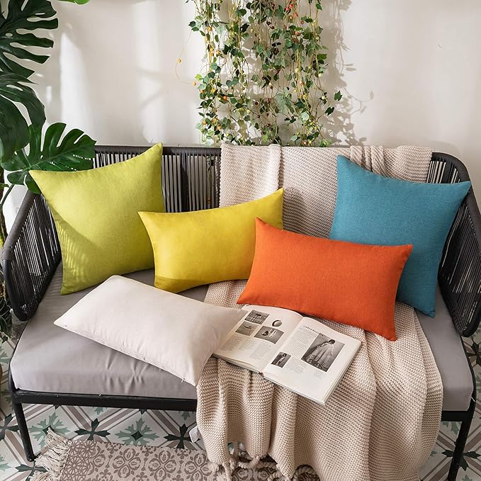 MIULEE Pack of 2 Decorative Outdoor Solid Waterproof Throw Pillow Covers Spring