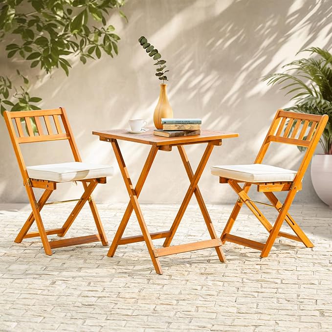 Idzo Heavy Duty 400lbs Capacity Patio Bistro Set 3 Piece Outdoor, Folding