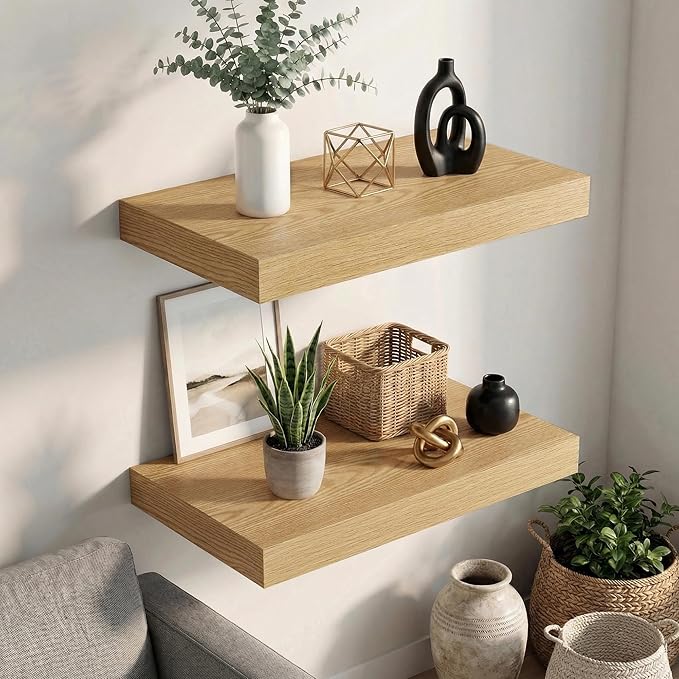 Dreamland Floating Shelves 24inch, 2 Pack Rustic Wooden Wall Shelves, Wall