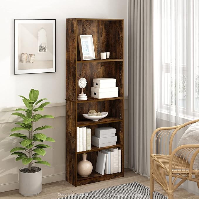 Furinno JAYA Book Shelf, 5-Tier Bookshelf, Bookcase
