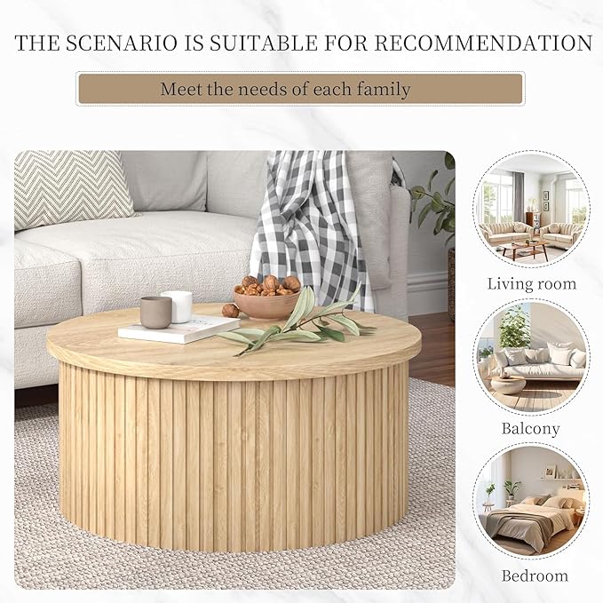 Fsbecl Fluted Lift Top Coffee Table