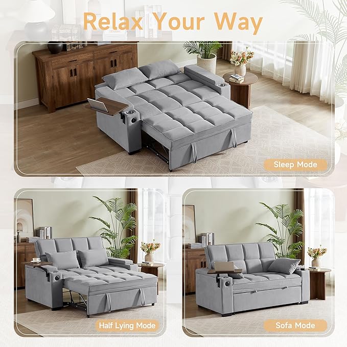 Auvsoce 65'' Chaise Lounge Chair Indoor, 3-in-1 Convertible Sofa Bed