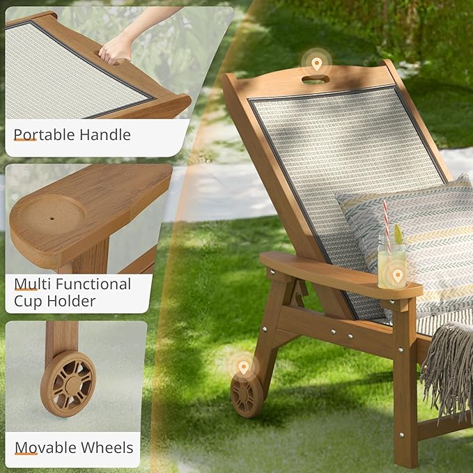 LUE BONA Chaise Lounge Chair Outdoor Set of 4, HDPS and HDPE Wicker Material